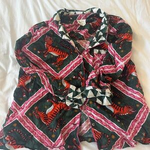 Anthropologie Corinne Lent Tigress Flannel Pajama set
